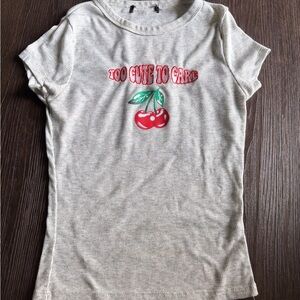Cute Graphic Tee with Cherry Design